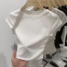 グレーのショートスリーブTシャツ【ウエストシェイプ・シンプルデザイン・カジュアルスタイル】