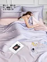 夏用ひんやり感のあるアイスシルクの薄掛け布団【洗濯機対応・ダブル ベッド用・四点セット】（セットアップ対応）