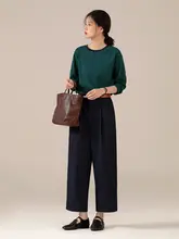 レディース ビンテージ風デニムパンツ【ブルー＆ブラック・ゆったりストレート・カジュアル秋用】