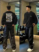 アメリカンストリートスタイルのレトロプリント長袖Tシャツ【秋冬用・コットン100%・重厚感あり】