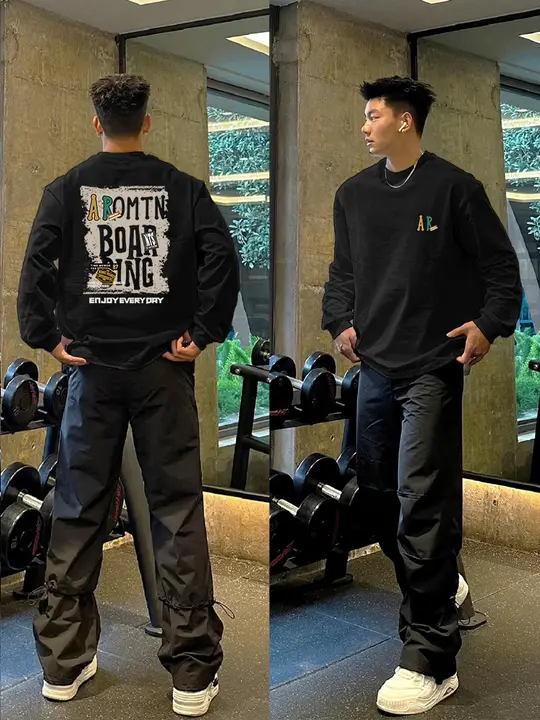 アメリカンストリートスタイルのレトロプリント長袖Tシャツ【秋冬用・コットン100%・重厚感あり】