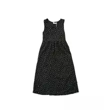 フラワープリントのスクエアネックノースリーブロングワンピース【ウエストマーク・Aライン・甘さとスタイルアップ】