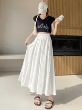 ブルーのハイウエスト Aラインデニムスカート【スタイルアップ・ミニマルデザイン・女性用】（セットアップ対応）