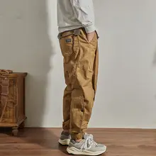 デザイン性のある束脚カジュアルパンツ【ミックスパターン・ルーズフィット・ボタン付き・トレンド】
