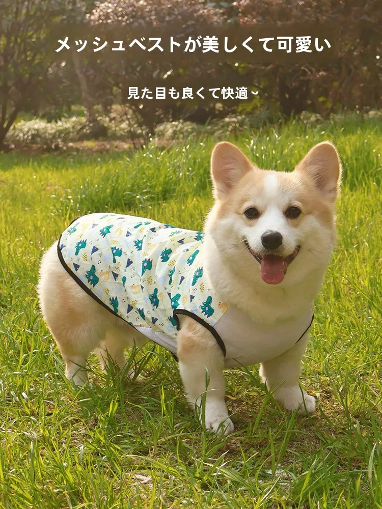 春夏用 薄手防虫＆防汚ペット用ベスト：柴犬・コーギー対応の着せやすいデザインと通気性の実証