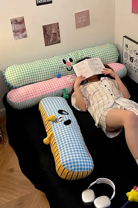 かわいい円柱形抱き枕【取り外し可能・妊娠中の方にも最適・側向き寝用】