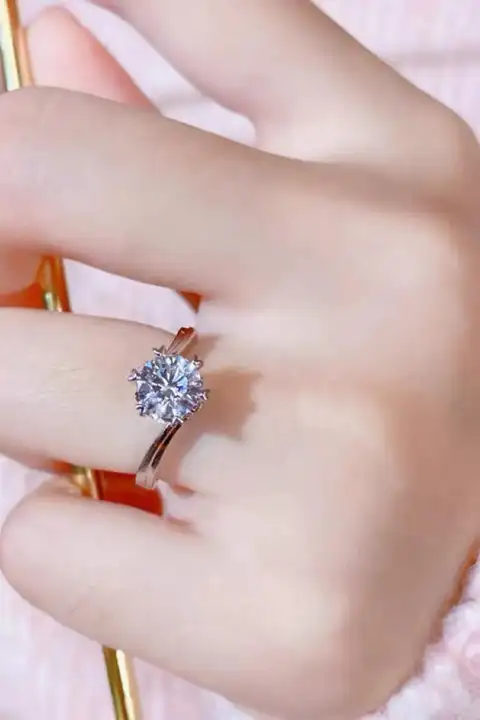 PT950プラチナ モサン石リング【シンプル・六爪・ハート・雪の結晶デザイン】（セットアップ対応）
