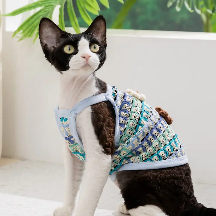 猫用衣服【立体花柄・薄手・通気性の良いデザイン】（セットアップ対応）