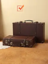 アンティークスタイルの手提げトランク【レトロデザイン・撮影小道具・木製】