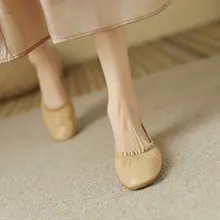 快適な履き心地のバレエシューズ【レディース・真皮・フラット・四角いトゥ・オールマッチ】