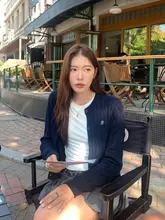濃紺のツイード風ニットカーディガン【秋用・女性・フィットデザイン】