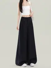 ワイドパンツ レディース テンセル ブラック ハイウエスト ドレープ感 ルーズ 上品 「Forever 21」
