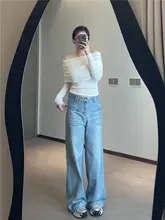 SELFSOLO 春夏用 デニムパンツ【浅いブルー・横ポケット・レディース】