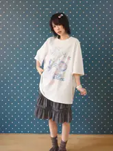 Tシャツ レディース 韓流 半袖 丸首 手描きイラスト ルーズ カジュアル 着回し 夏「MKGO」