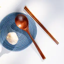 楠木製の長柄スプーンと箸【持ち運びに便利・ランチ用・木製食器】（セットアップ対応）