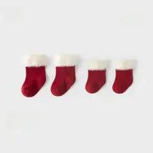 靴下 キッズ 男の子 女の子 レッド ふんわりソフト かかとずれ防止 クリスマス