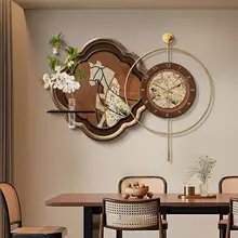 ヴィンテージスタイルのダイニング壁掛け時計【観葉植物・レトロデザイン】