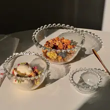 美しいデザインのガラス製オートミールヨーグルトボウル【パールエッジ・アイスクリーム・フルーツサラダ用】