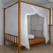 伝統的な木製ベッド用蚊帳【単開き・密閉・厚手・純綿・宿舎用】