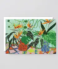 Wrap 抽象アートカード【花と森の建築イラスト・インテリア装飾用・ポストカード】