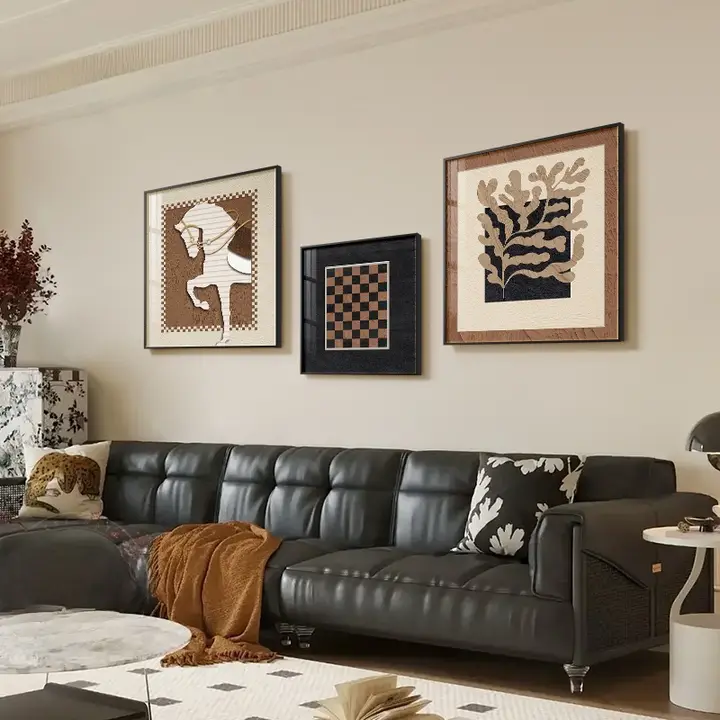 アメリカンビンテージ風のリビングルーム用装飾画【食卓・ソファ背景壁画】