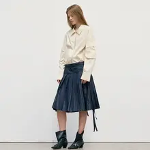 クラシックなプリーツミニスカート【ハイウエスト・Aライン・ドローストリングデザイン】