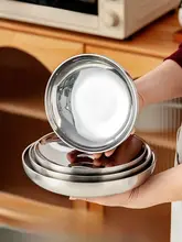食品グレード304ステンレスダブルレイヤー耐熱プレート【家庭用・サラダ・パスタ・グリル料理用】