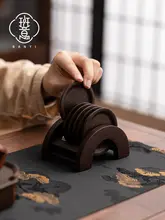 黒檀無垢材コースターセッティング ティーポット セット断熱パッド