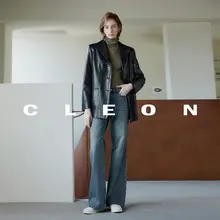CLEON 18ゲージ リブウールニット ハイネック長袖トップス【フィットデザイン・秋冬用】