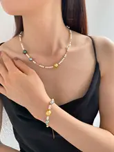 多色パールネックレス【人工海水パール・ハワイアンゴールドパール・天女風ブレスレット・デザイン】（セットアップ対応）