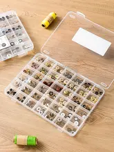 透明プラスチック製 ボタン収納ボックス【大容量・分格デザイン・小物整理用】