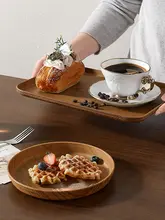 木目調デザインの長方形トレイ【カフェ向け・デザートプレート・収納用】