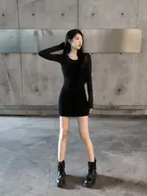 女性用ニットタイトワンピース【セクシー・体型を引き立てる・ショート丈】