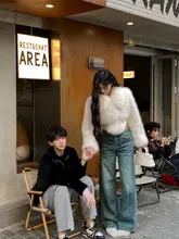 冬用 白色の環境に優しいフェイクファーショートコート【甘くてクールなデザイン】