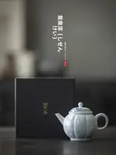 手描きの紫色陶器ティーポット【生物模倣デザイン・手持ち型・ティー用】