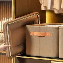 収納ボックス【折りたたみ・コットンリネン製・衣類・衣服整理用】