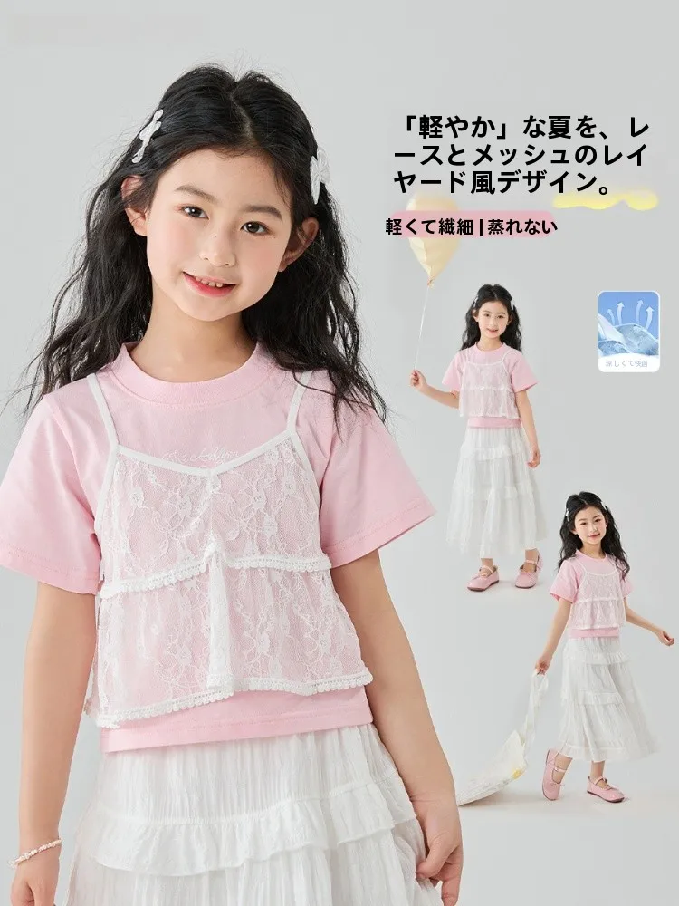 夏用女の子ティーシャツ【短袖・レース・薄手】（セットアップ対応）：法式デザインで通気性を重視したキッズおしゃれブランドの選定基準