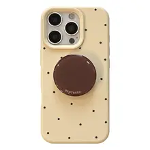 個性的なドットデザインのiPhone用カメラキーケース【全包防水・柔軟素材・円形スタンド付き】