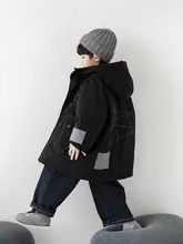 男児用 2色使いのゆったりした綿ジャケット【冬用・暖かい・カジュアル】