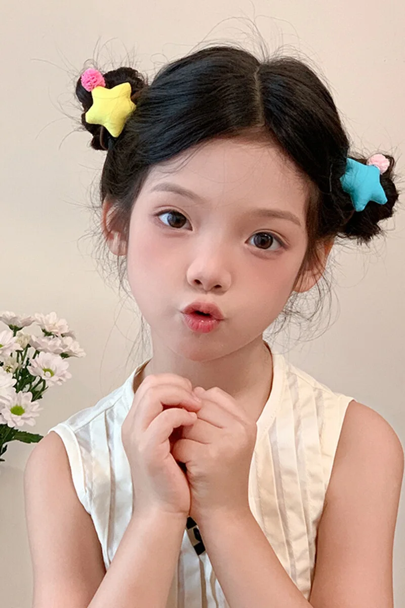 可愛らしい星とボールのヘアゴム【子供用・髪を傷めないデザイン】