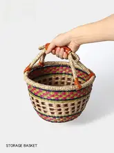 手編みの提げかご【野菜・果物・小物収納用・キッチンやバスルームに最適】