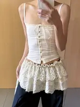 ミニスカート レディース ホワイト レース 重ね履き風 エプロン風 紐 バレエ風 ヒップカバー きれいめ 上品 春