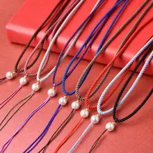 ハンドメイドの編み込みペンダント用ストラップ【水晶・玉石・翡翠・黒赤の紐】