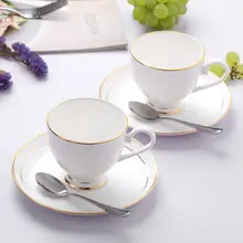 景徳鎮製 欧風金縁陶器カップセット【ティータイム用・コーヒーカップ・ソーサー・スプーン付き】