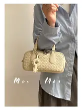 編み込み牛革製 手提げバッグ【小型・ユニークデザイ��ン・ボウリングスタイル】