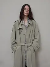 トレンチコート レディース ロング丈 シワ加工 テーラード トラッド きれいめ 通勤 秋「SINBOS」