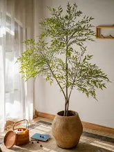 ナンテンの植物 大型グリーン植物 リビング装飾 フェイクツリー 生命感ある