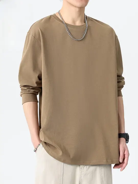 長袖コットンTシャツ【クルーネック・ゆったりフィット・カジュアル】