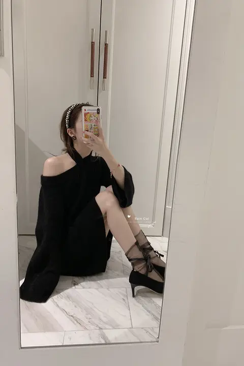 Rain Col アンゴラウールネックドレープニットワンピース【リバーシブル・ソフトな肌触り】