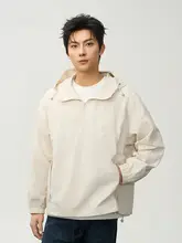 夏用 メンズ 半ジップフードジャケット【都市スタイル・ドロップショルダー】（セットアップ対応）